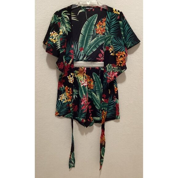 Shein Tropical Floral Two-Piece Kimono Set Size S - Picture 1 of 7